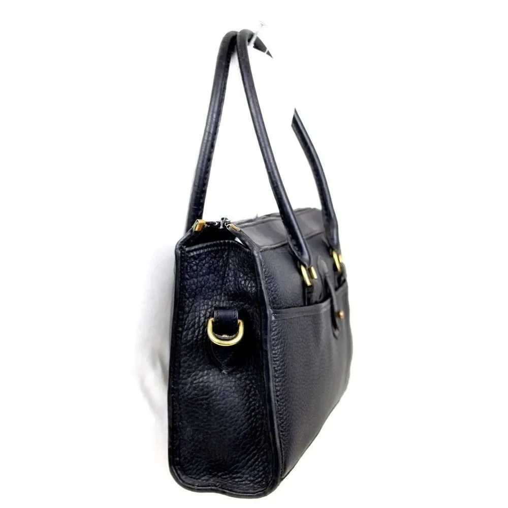 VTG Dooney & Bourke PEBBLED BLACK GENUINE LEATHER BUSINESS SHOULDER BAG PURSE